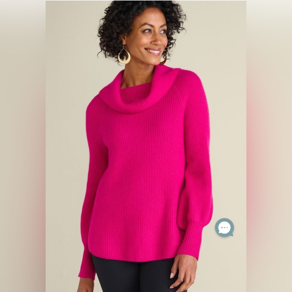 Soft Surroundings Sz Small Pink Peacock Calanthe 100% Cashmere Pullover Sweater